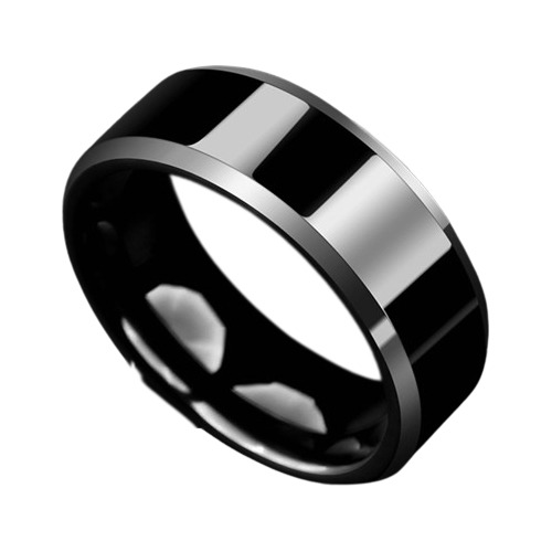 Anillo Negro Acero Titanio Hombre