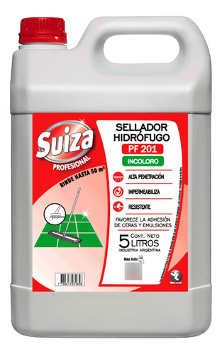 Sellador Hidrófugo Para Pisos Suiza Incoloro Bidon 5lt