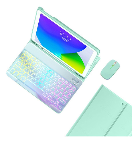 Kit Funda Teclado Iluminado Mouse Para Galaxy Tab S6 Lite