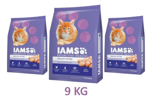 Alimento Iams Kitten Para Gatito Sabor Pollo Combo De 9 Kg