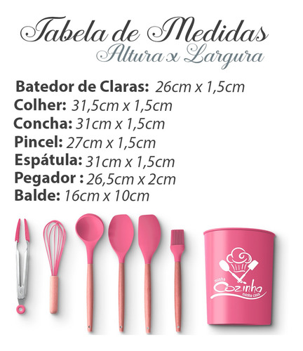Imagem 2 de 6 de Kit Utensilios De Cozinha Silicones 7pçs Jogo De Utensilios