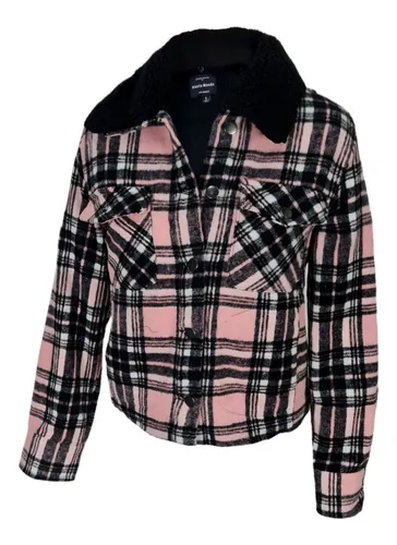 Chamarra de cuadros con borrega hot sale