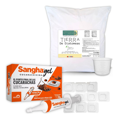 Kit Mata Cucarachas Tierra De Diatomeas Gel Insecticida Cebo