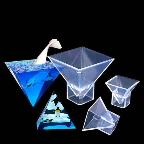 3 Moldes De Silicona Transparentes Para Pirámides, Moldes