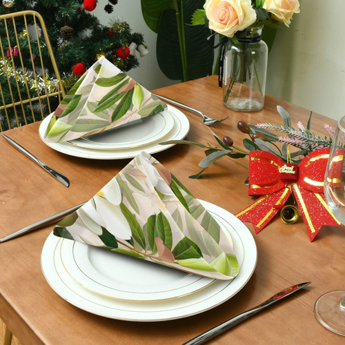 Susiyo Servilletas De Tela De Magnolia Blancas, Juego De 6 P