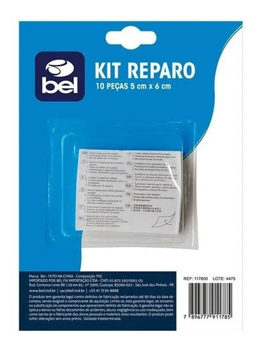 Kit Reparo Piscina Rasgos De Infláveis Remendo Bel 10 Peças