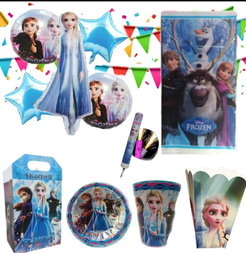Frozen Paquete Fiesta Articulos Elsa Set Kit Plato Vaso
