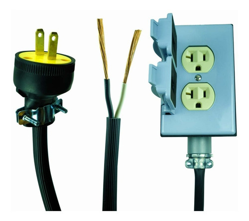 Extension Cable Uso Rudo 30 Metros Calibre 12 Contacto Doble Color Negro
