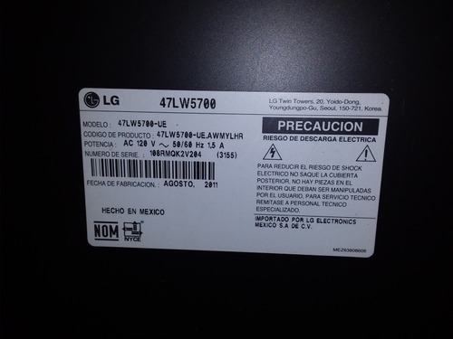 Imagen 1 de 8 de Tv LG 47 Lw5700 Para Repuesto