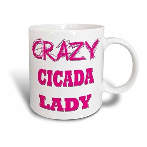 Taza De Cerámica Crazy Cicada Lady, 15 Oz, Color Blanc...