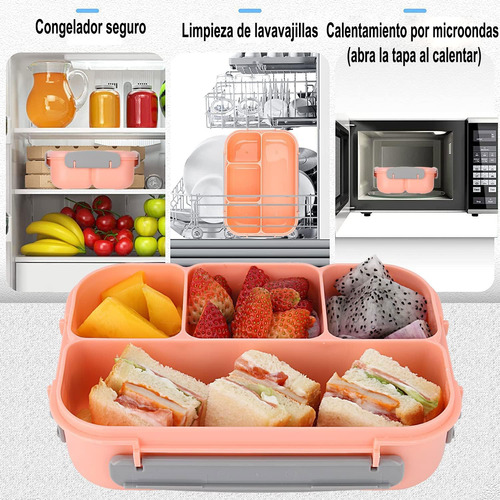 Lonchera Termica Lunch Box Lonchera Con Toppers 1300 Ml Rosa