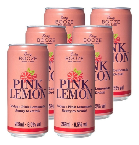 Easy Booze Pink Lemon 269ml Pacote Pronto para Beber 6 Latas
