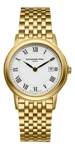 Reloj Raymond Weil Tradition Mujer Extensible Pvd Dorado Fondo Blanco