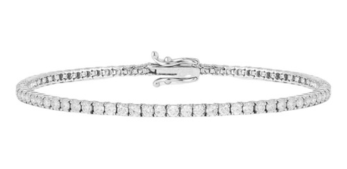 Pulseira Riviera De Ouro Branco 18k Com 66 Diamantes De 1pt Comprimento 18 Cm Cor Ouro/branco