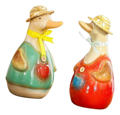 2x Estatuas De De Cerámica Figuras De Animales Lindas