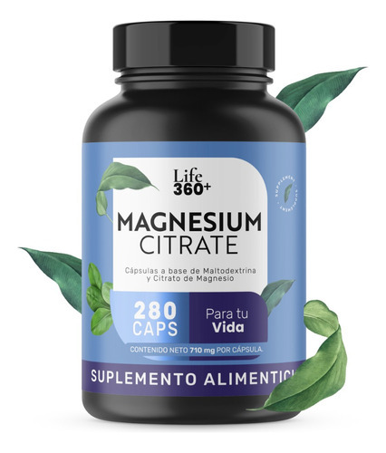 Imagen 5 de 9 de Suplemento Citrato Magnesio Life 360+ 280 Cápsulas Sabor Neutro