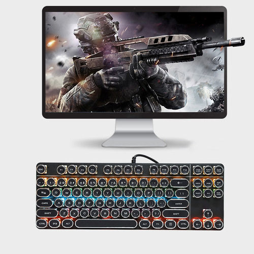 Teclado Mecânico Zya Punk 917 Com Capa Redonda Vintage Para