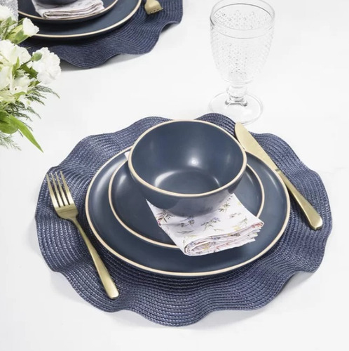 Prato Raso Vivant Em Cerâmica Jeans 27cm - Copa&cia