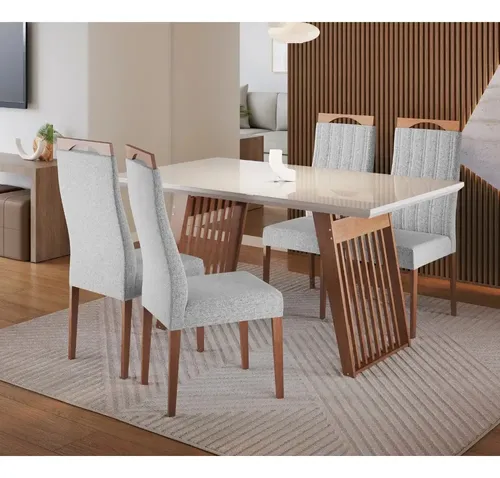 Conjunto Sala De Jantar Moscou Com 4 Cadeiras Grecia Madetal