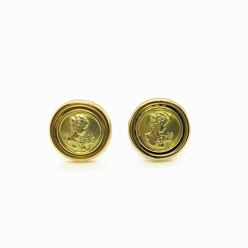 Aros Camafeo Oro 18k Antiguo 11 Mm