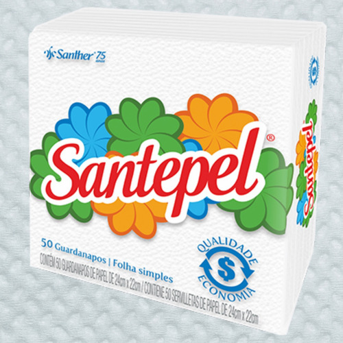 Kit 10 Guardanapo Papel Santepel 50 Folhas Simples 24x22cm