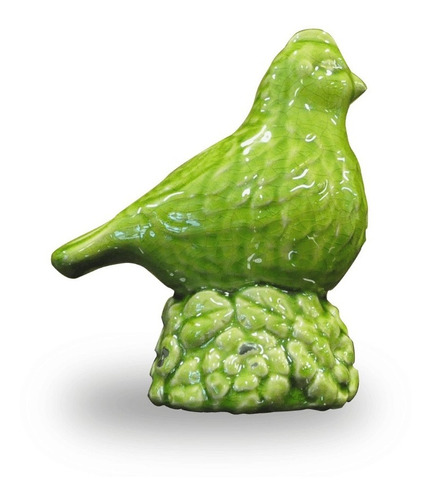 Escultura De Pomba Em Cerâmica, Na Cor Verde