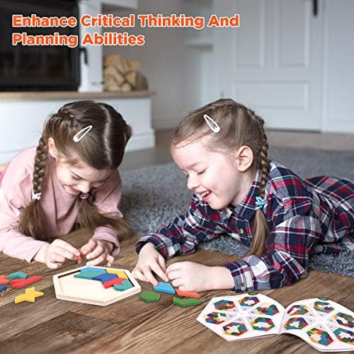 Vanmor Rompecabezas Hexagonal De Madera Tangram Para Niños '
