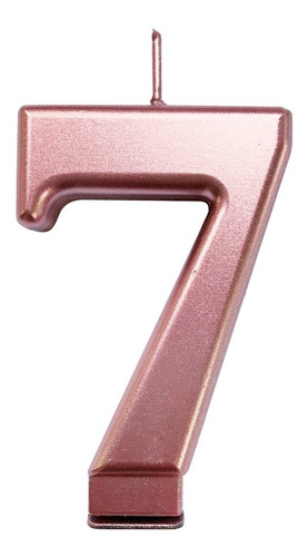 Número 7 - Vela Cromada Metalizada Rose Gold Para Bolo 