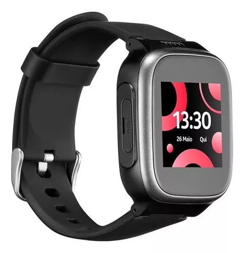 Reloj inteligente para personas mayores con botón de oxímetro Sos Multi  P9202, color de la funda: negro, color de la pulsera: negro