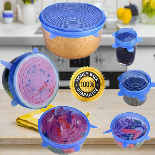 Juego De Tapas Elásticas De Silicona, 4 Tamaños Para Varios