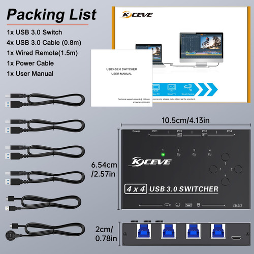 Switch Usb 3.0 Para 4 Computadoras, Mleeda Selector De 4