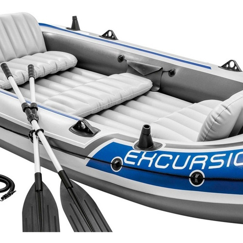 Imagen 5 de 8 de Bote Gomon Intex Excursion 5 Set Remos E Inflador Kayak
