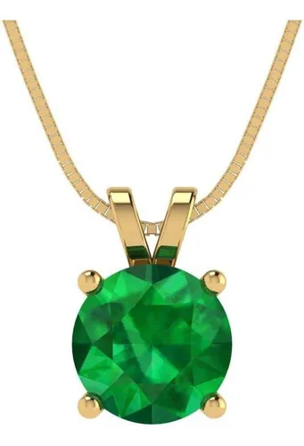 Collar Con Colgante De Solitario De Esmeralda De Imitación