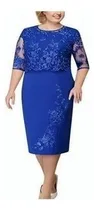Comprar Mujer Vestido De Encaje Tallas Grandes Media Manga Color