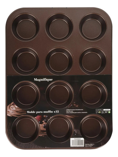 Molde Para Muffin 12 Espacios Cupcakes Placa Teflon Chocolate