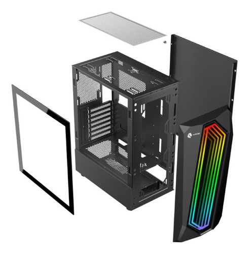 Gabinete Gamer Hayom Lateral Em Vidro + Rgb S/ Fans Gb1725