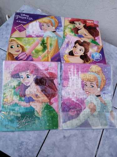 4 Puzzles Princesa De Disney 56 Piezas Cada Uno