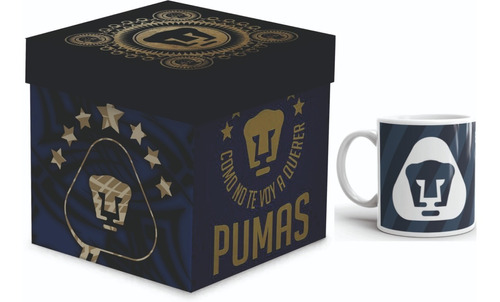 Taza Pumas Unam Fútbol Con Caja De Madera Para Regalo 