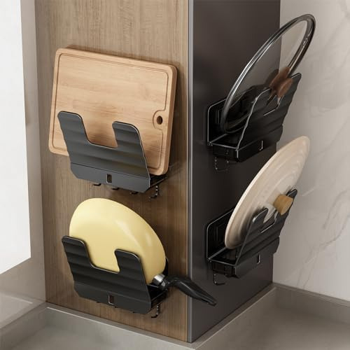 Soporte De Pared Para Tapas De Olla Con Caja De Drenaje, Org