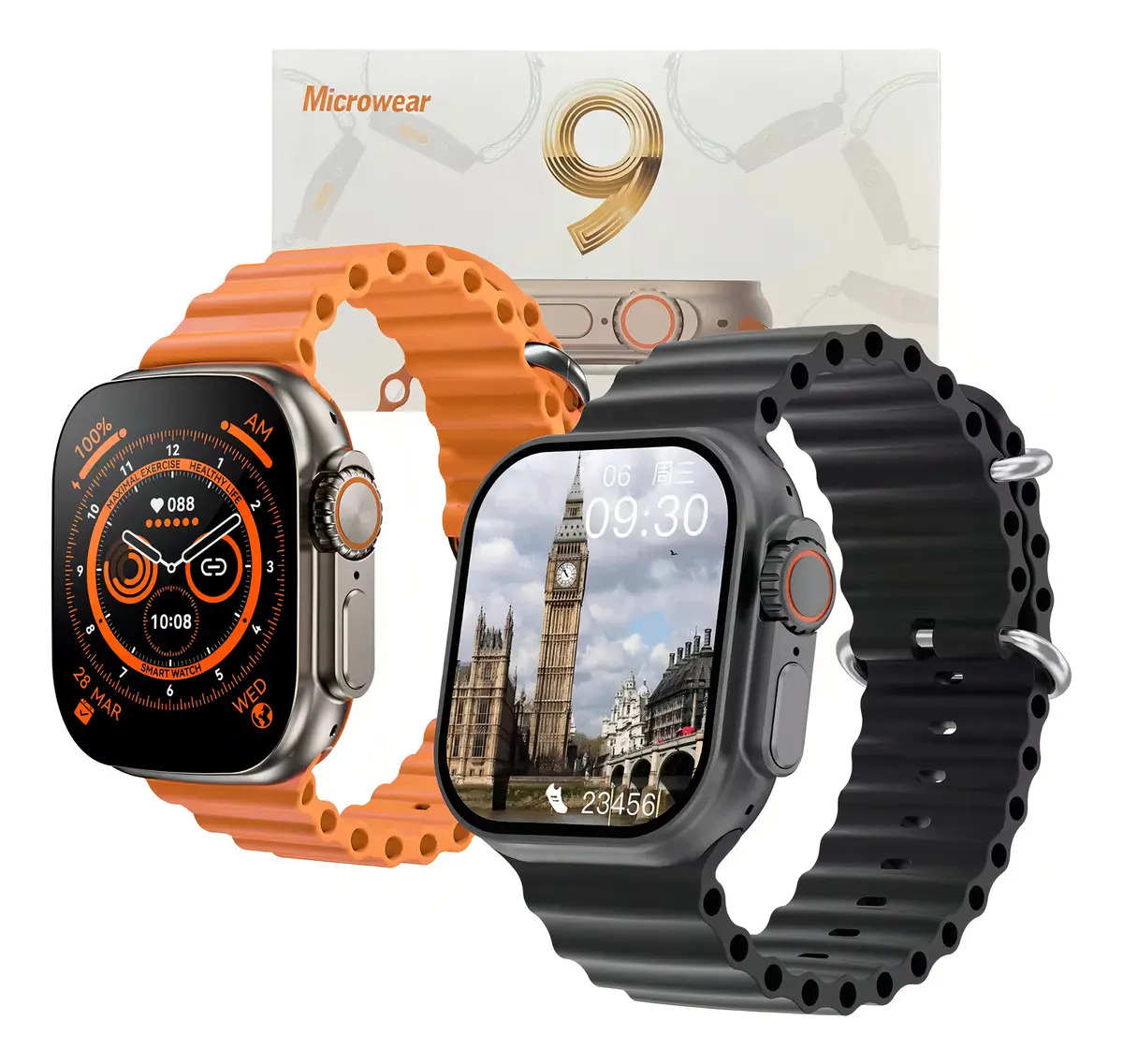 Smartwatch Microwear U9 Ultra 49 mm Preto, Com GPS e NFC