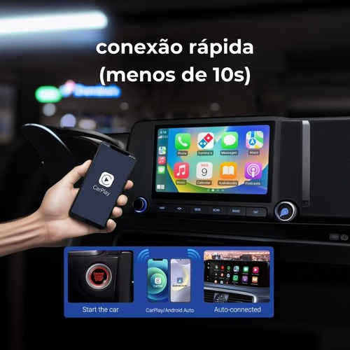 Conversor Adaptador Sem Fio Carplay Usb 2 Em 1 Ios + Android