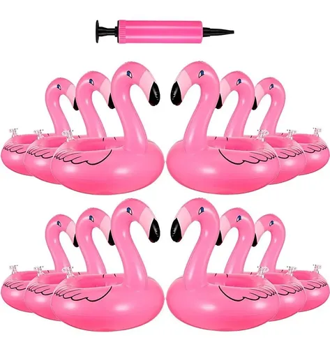 Set De 6 Portavasos Hinchables Para Piscina | Diseños De Flamenco, Pato, Nube, Piña, Unicornio Y Cocotero | Juguete Y Accesorio De Fiesta En La Playa