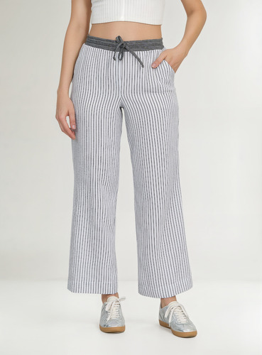 Pantalón A Rayas Con Resorte Ajustable En Pretina 251034