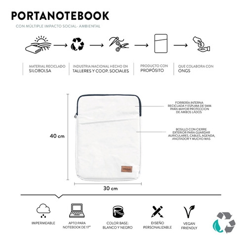 Imagen 2 de 10 de Porta Notebook Funda Estuche Impermeable Resistente Urbana