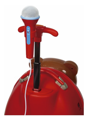 Malinha Escolar Urso C/caixa De Som, Microfone, Usb Play Mus Cor Vermelho