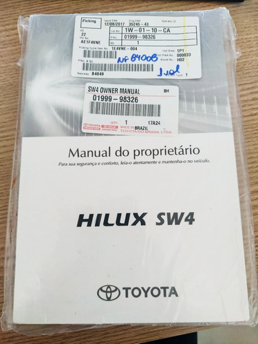 Manual Proprietário Toyota Sw4 2011/2015 Novo