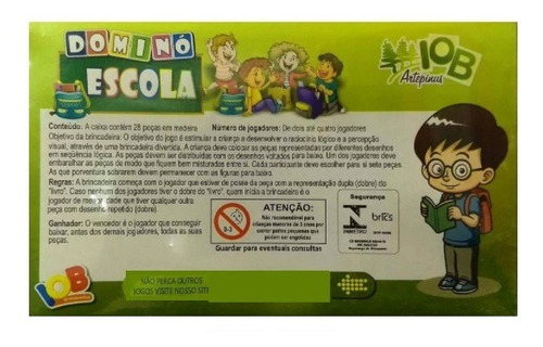 Imagem 2 de 3 de Jogo Educativo Dominó Escola 28 Peças - Iob Brinquedos