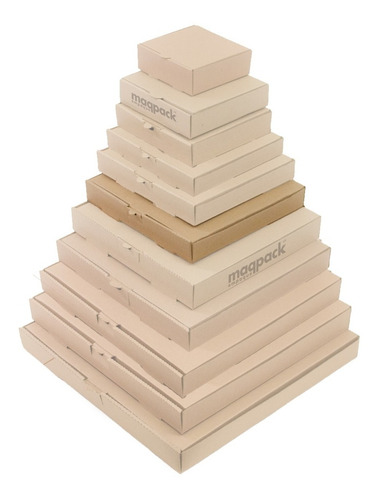Imagen 2 de 7 de 50 Cajas Para Pizza 30x30x5cms Carton Microcorrugado Kraft