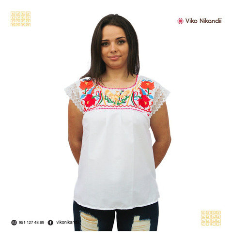 Blusa Tricolor Con Rebocito, Noche Mexicana