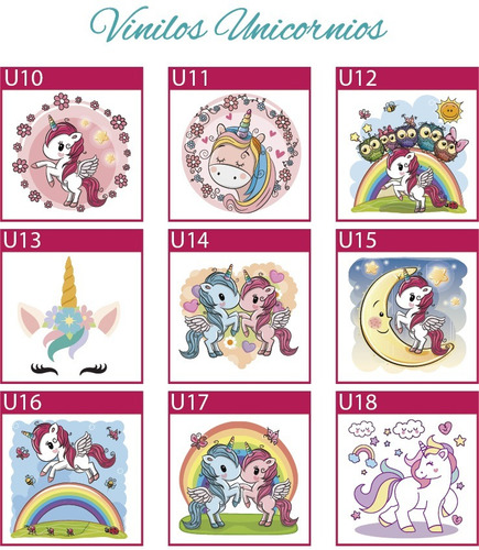 Vinilos Decorativos Unicornios Infantiles 1,20 X 1,20 Metros